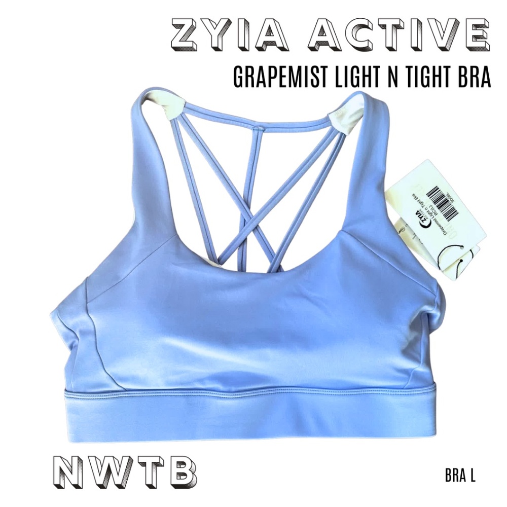 NWTB ZYIA ACTIVE Grapemist Light n Tight Bra RC size Large